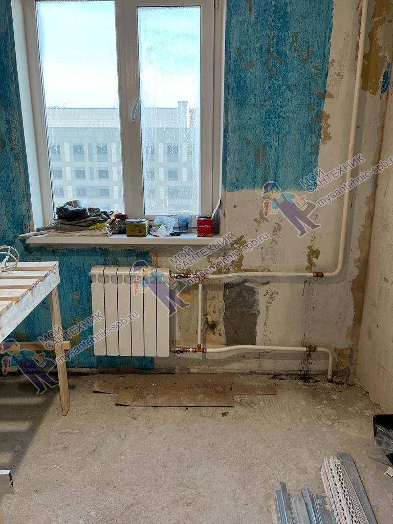 Замена радиатора заказчика в Невском районе